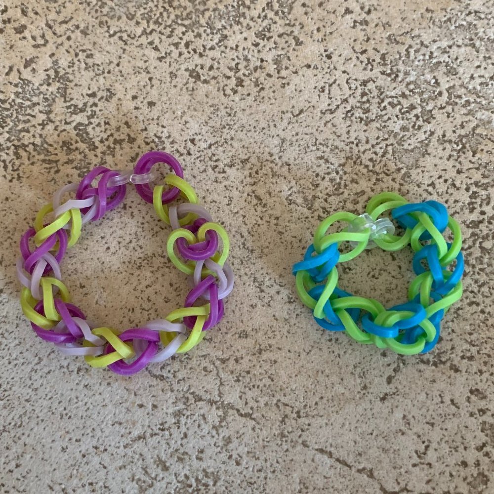 Green & Blue Ring with Purple & Yellow Bracelet